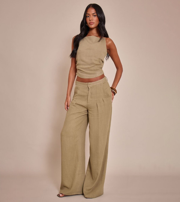 PrettyLittleThing Sleeveless Tops - Khaki Sleeveless Tops
