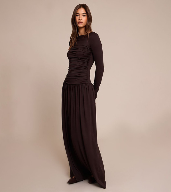 PrettyLittleThing  modest-dressing - Brown Maxi Dresses