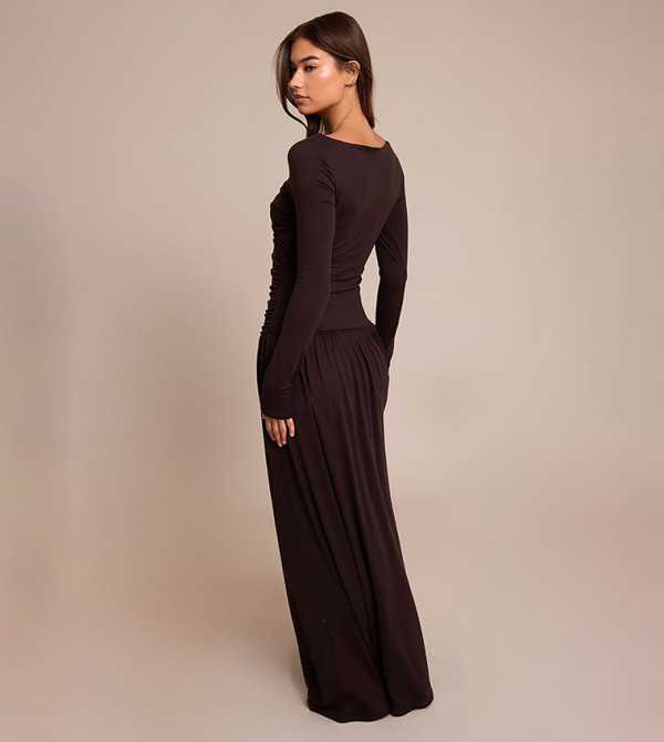PrettyLittleThing  modest-dressing - Brown Maxi Dresses