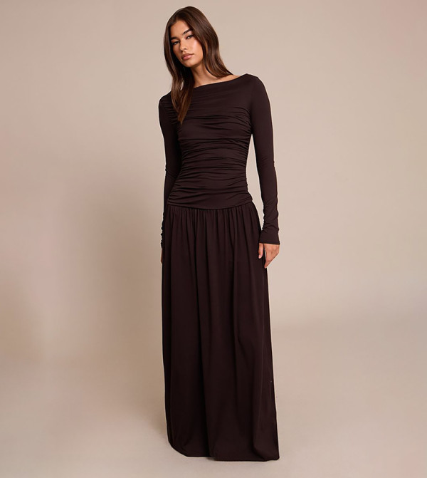 PrettyLittleThing  modest-dressing - Brown Maxi Dresses