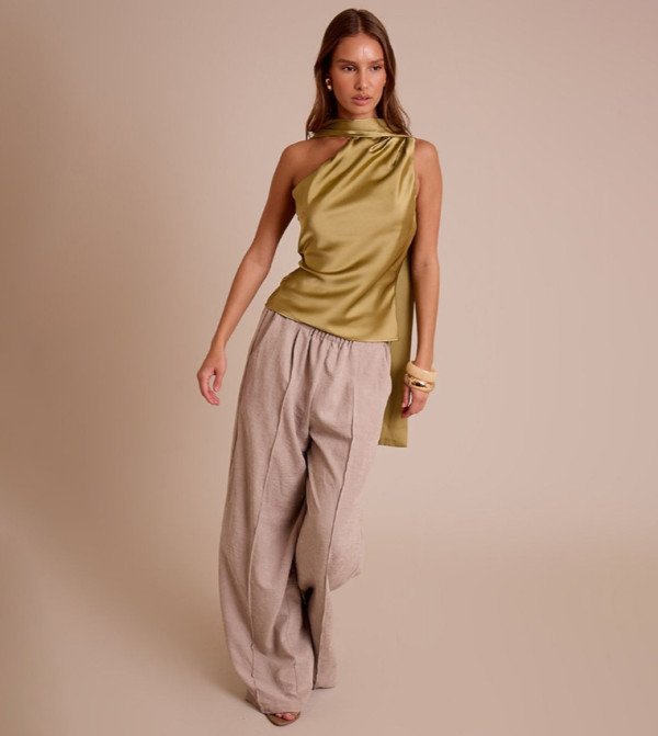 PrettyLittleThing Sleeveless Tops - Khaki Sleeveless Tops
