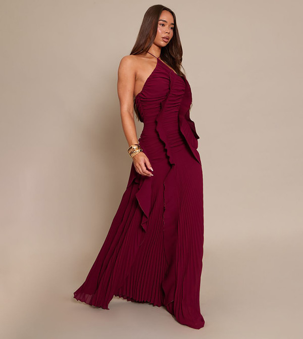 PrettyLittleThing cherry-mohogany - Maroon Maxi Dresses