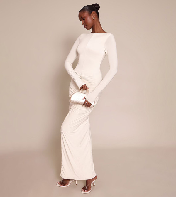 PrettyLittleThing  modest-dressing - Cream Maxi Dresses