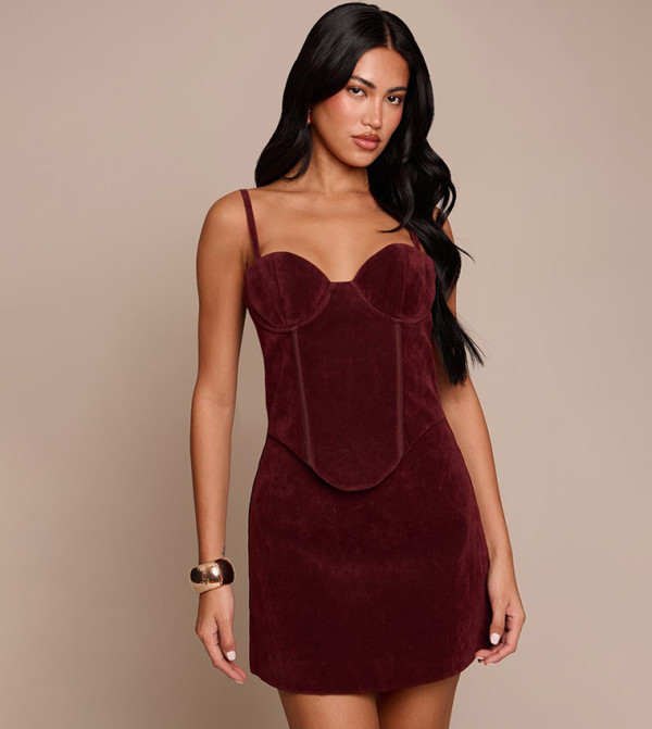PrettyLittleThing Mini Dresses - Maroon Mini Dresses