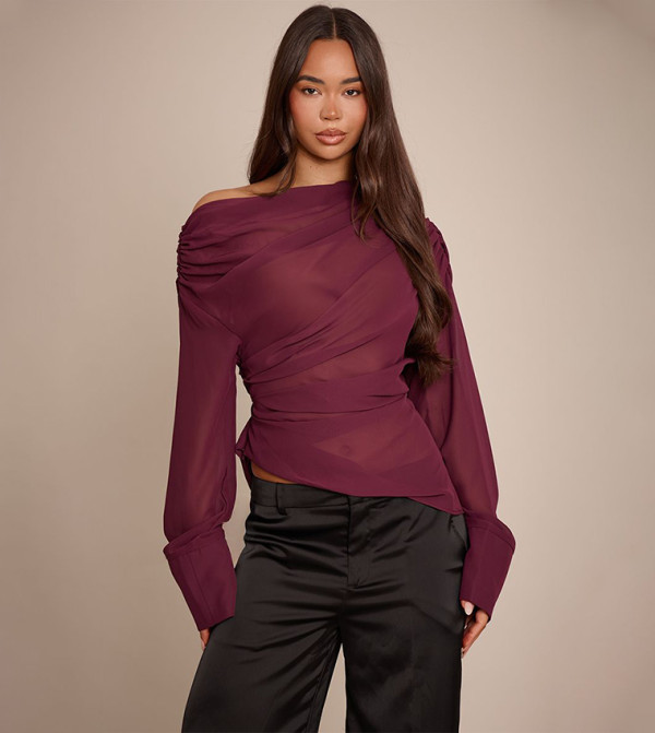 بريتي ليتل ثينغ بريتي ليتل ثينغ - خمري  Casual Tops
