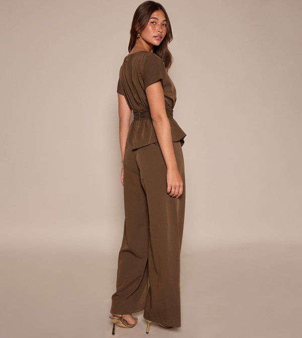 PrettyLittleThing  peplum-play - Brown Jumpsuits