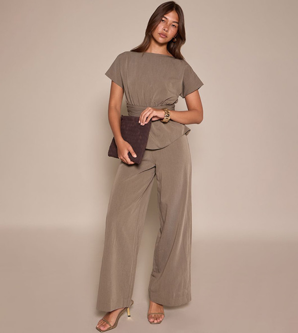 PrettyLittleThing  peplum-play - Khaki Jumpsuits