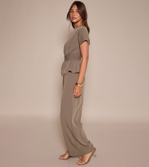 PrettyLittleThing  peplum-play - Khaki Jumpsuits