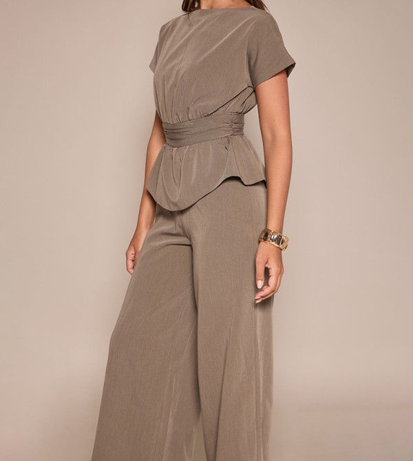 PrettyLittleThing  peplum-play - Khaki Jumpsuits
