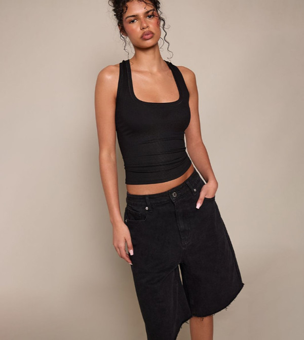 PrettyLittleThing  Shorts - BLACK Denim shorts