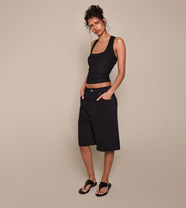 PrettyLittleThing  Shorts - BLACK Denim shorts