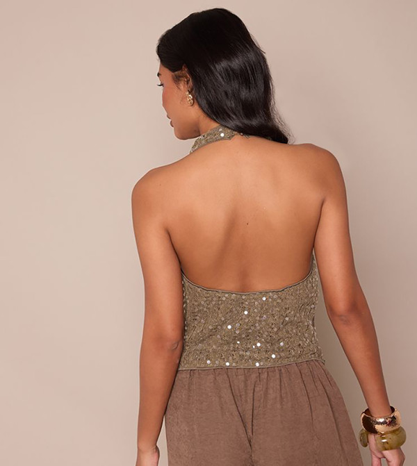 PrettyLittleThing Sleeveless Tops - Khaki Sleeveless Tops
