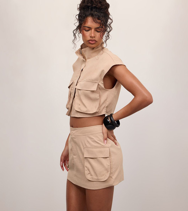 PrettyLittleThing  Mini Skirts - Beige Mini Skirts