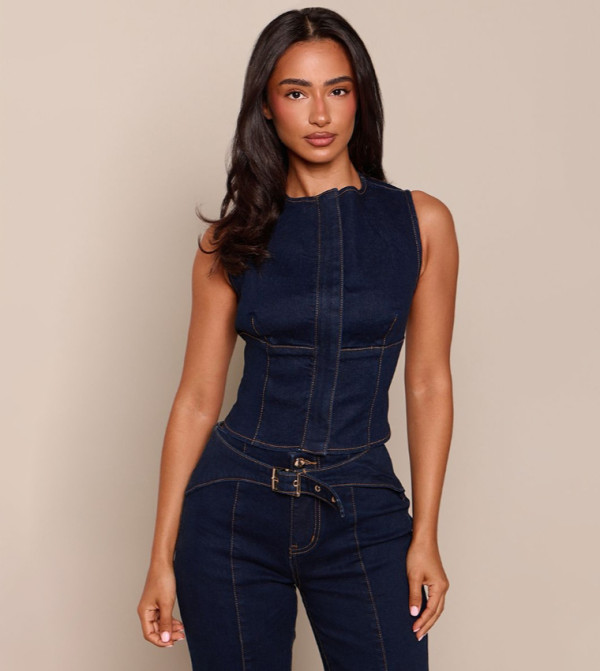 PrettyLittleThing PrettyLittleThing - Blue Cropped Tops