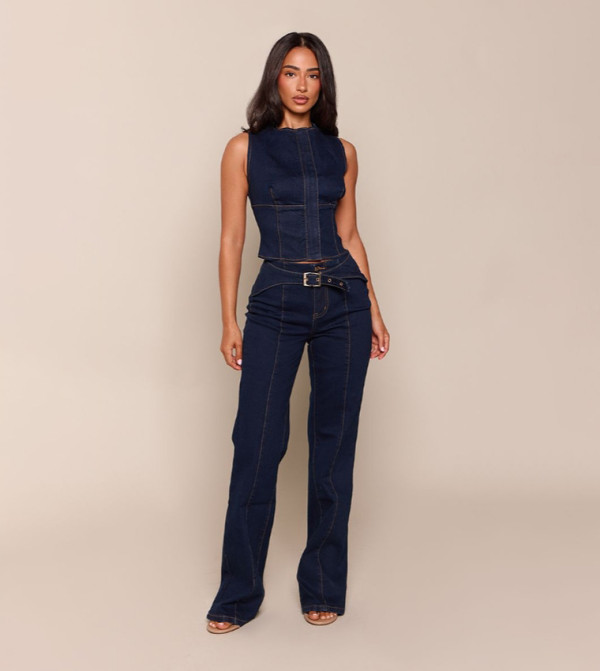 PrettyLittleThing PrettyLittleThing - Blue Cropped Tops