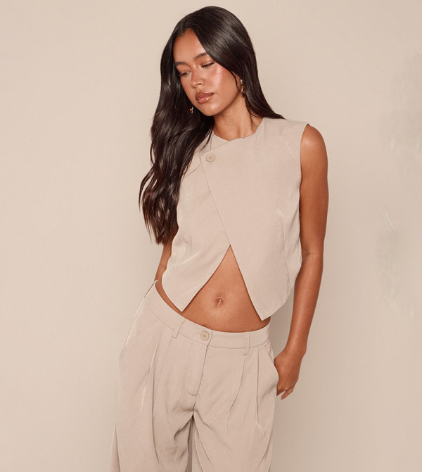 PrettyLittleThing  Tops - Khaki Sleeveless Tops