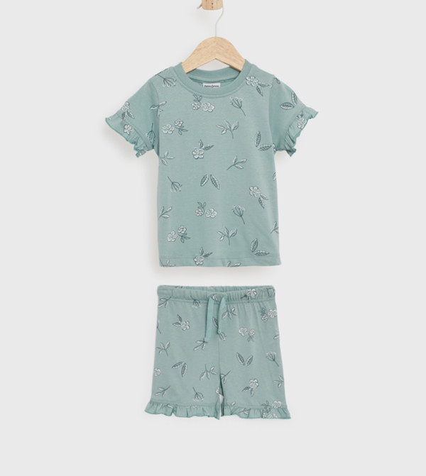 BABIES & MORE  - Green Top & Night Shorts Sets