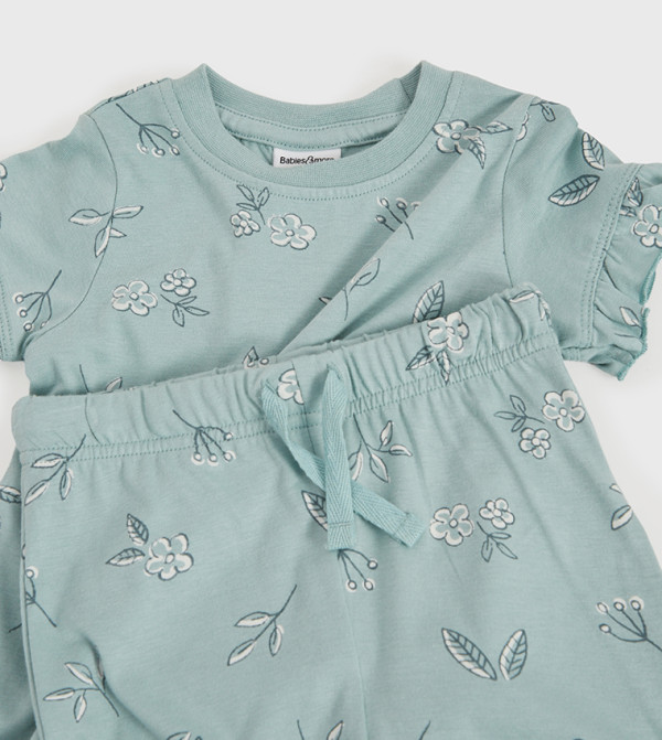 BABIES & MORE  - Green Top & Night Shorts Sets