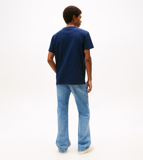 تومي جينز  ملابس - كحلي Round Neck T-Shirts