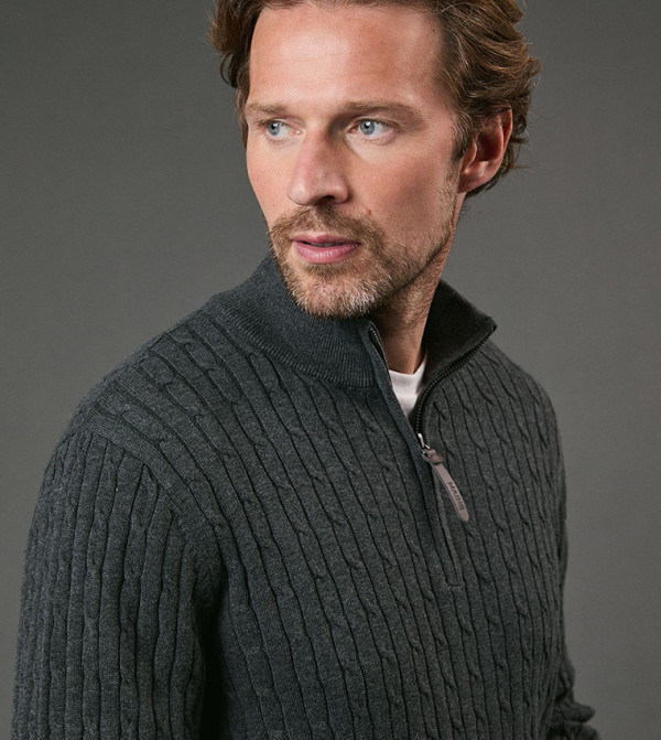 Maine  Turtle Neck Sweaters - CHARCOAL Turtle neck Sweaters