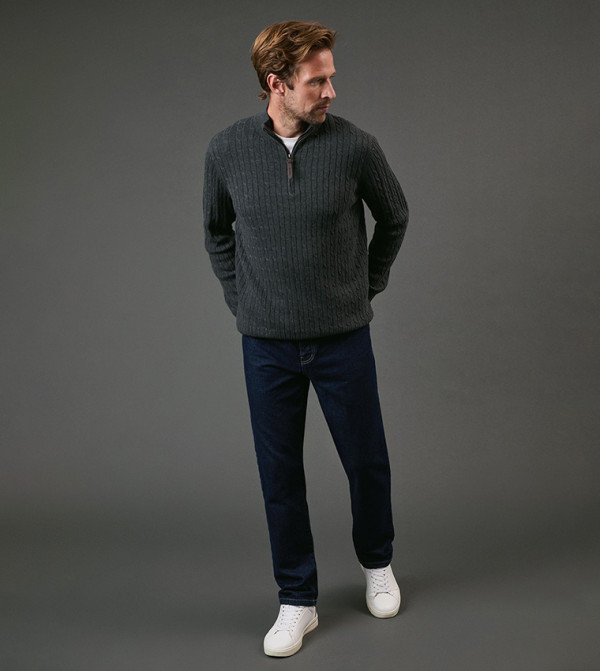 Maine  Turtle Neck Sweaters - CHARCOAL Turtle neck Sweaters