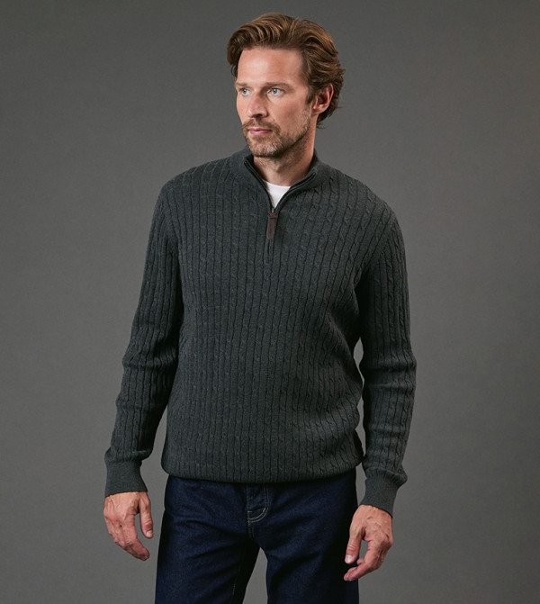 Maine  Turtle Neck Sweaters - CHARCOAL Turtle neck Sweaters
