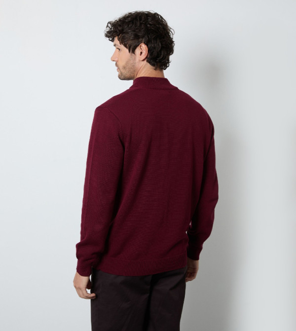 Maine  Turtle Neck Sweaters - Maroon Turtle neck Sweaters