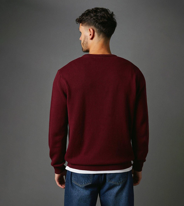 Maine V-neck Sweaters - Maroon V-neck Sweaters
