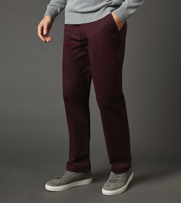 ماين  summer-workwear-m - بورغندي بناطيل تشينوس-سراويل كتان