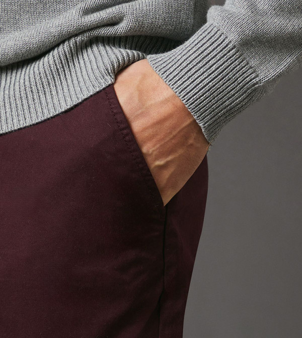 ماين  summer-workwear-m - بورغندي بناطيل تشينوس-سراويل كتان