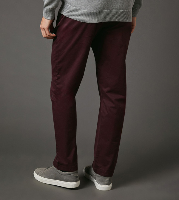 ماين  summer-workwear-m - بورغندي بناطيل تشينوس-سراويل كتان
