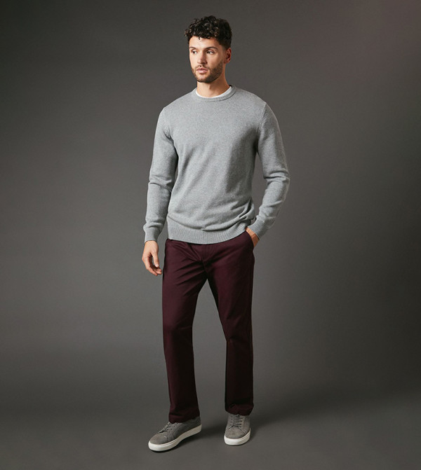 ماين  summer-workwear-m - بورغندي بناطيل تشينوس-سراويل كتان