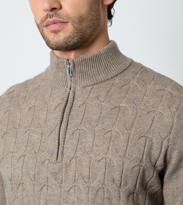 Maine Maine - Taupe Turtle neck Sweaters