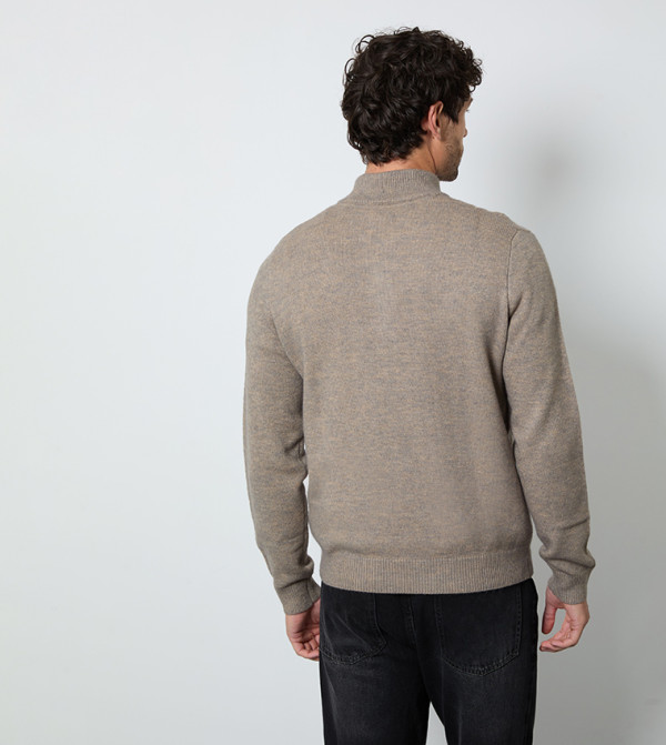 Maine Maine - Taupe Turtle neck Sweaters