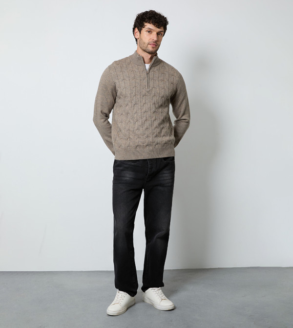 Maine Maine - Taupe Turtle neck Sweaters