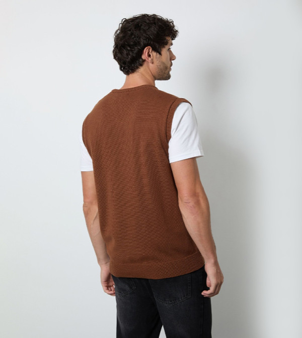Maine  V-neck Sweaters - Brown V-neck Sweaters