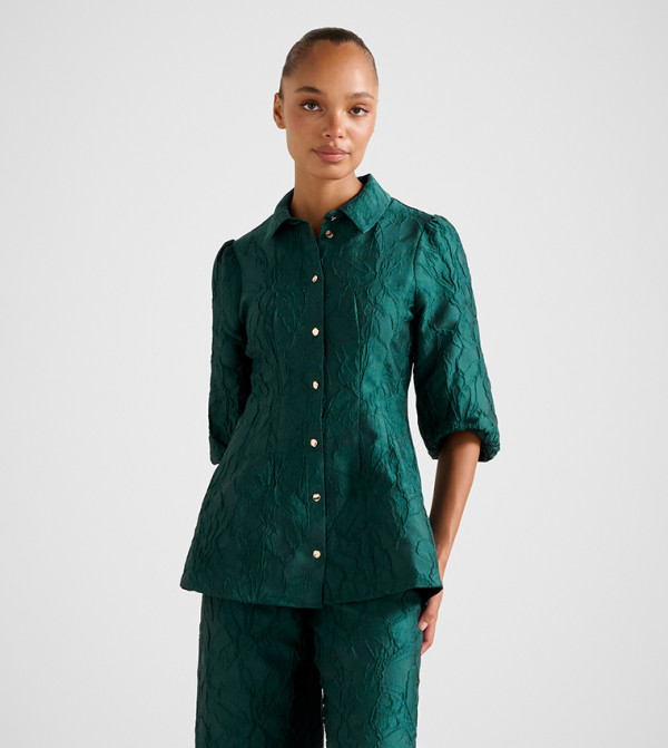 Forever New  statement-sleeve-babydoll - Green Shirts