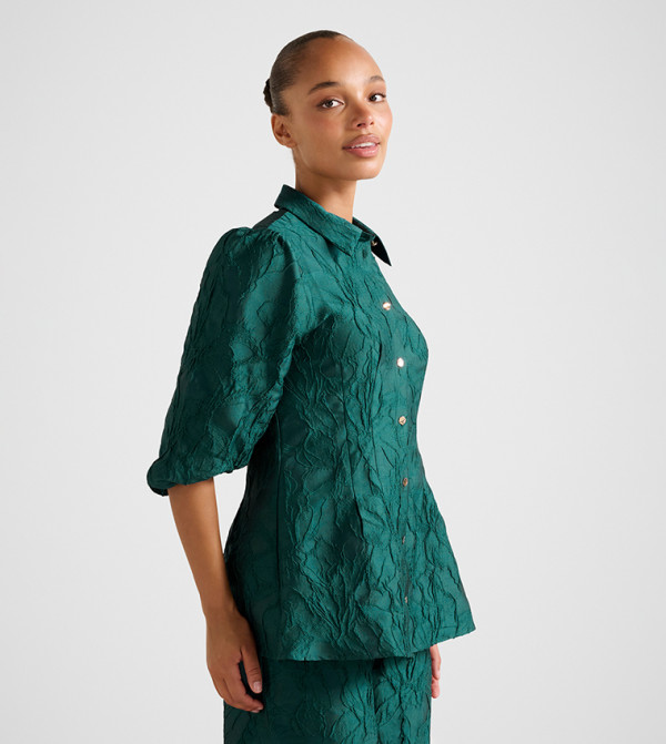 Forever New  statement-sleeve-babydoll - Green Shirts