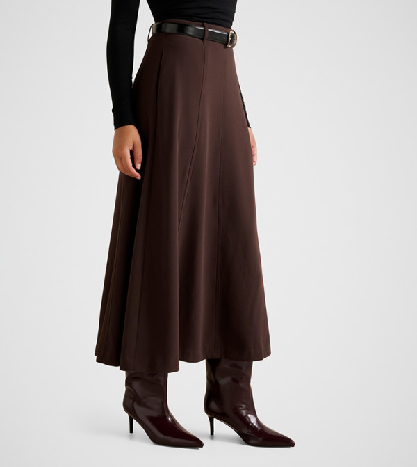Forever New  warm-hues-w - Brown Midi Skirts