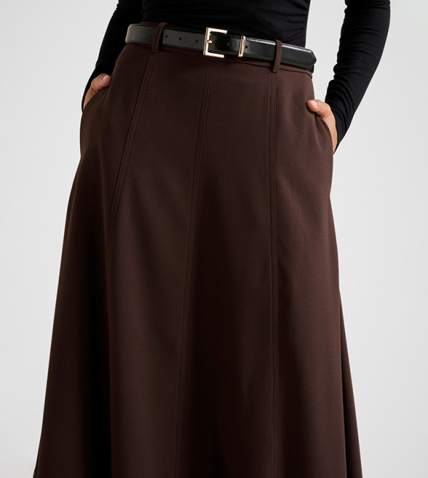 Forever New  warm-hues-w - Brown Midi Skirts