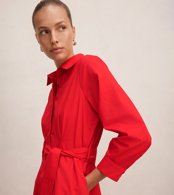 فوريفر نيو  فساتين - أحمر Shirt & T-Shirt Dresses