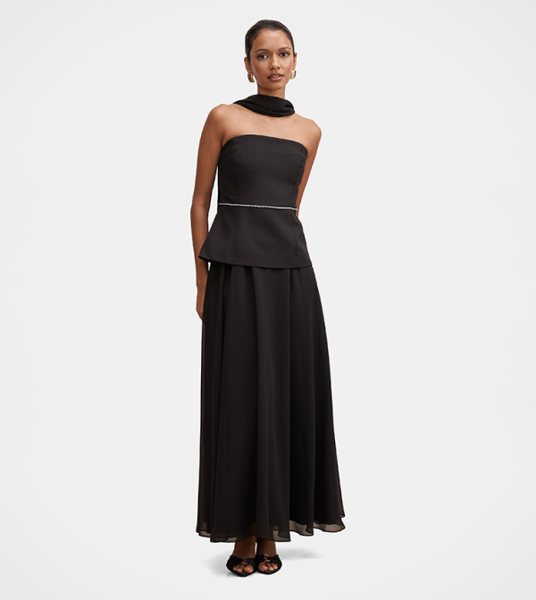 فوريفر نيو  satin-going-out - أسود Maxi Dresses