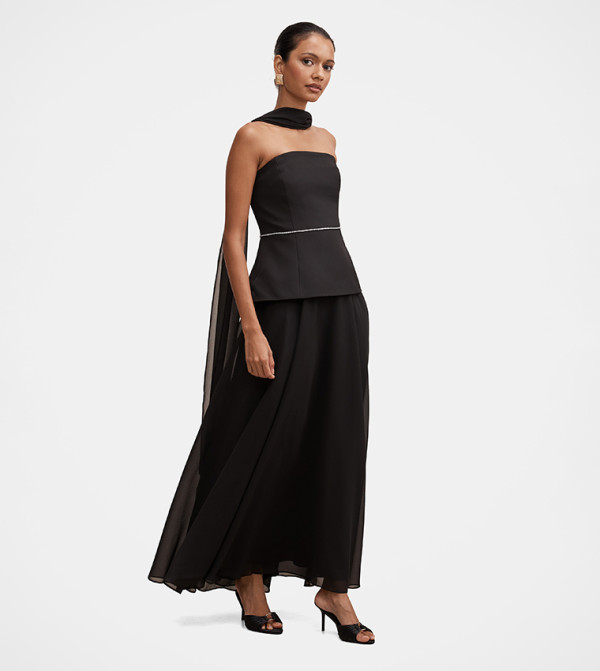 فوريفر نيو  satin-going-out - أسود Maxi Dresses