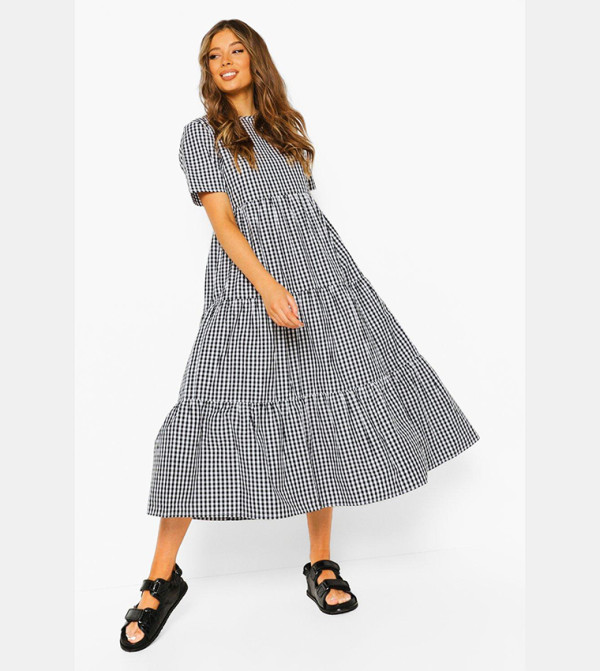 بوهو pretty-in-prints-w - أسود فساتين كاجوال
