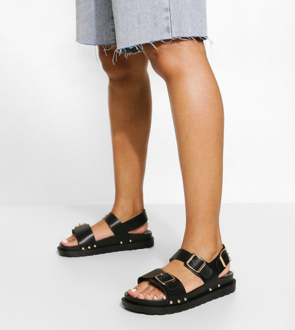 بوهو - اوتليت بوهو - أسود Flat Sandals