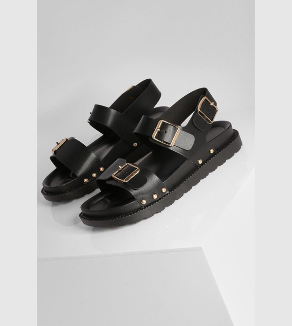 بوهو - اوتليت بوهو - أسود Flat Sandals