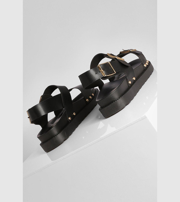 بوهو - اوتليت بوهو - أسود Flat Sandals