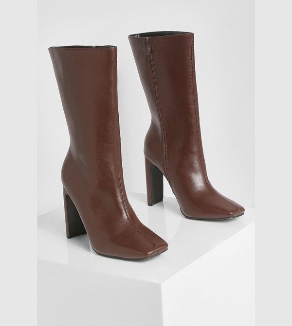 boohoo  Calf Boots - Brown Calf Boots