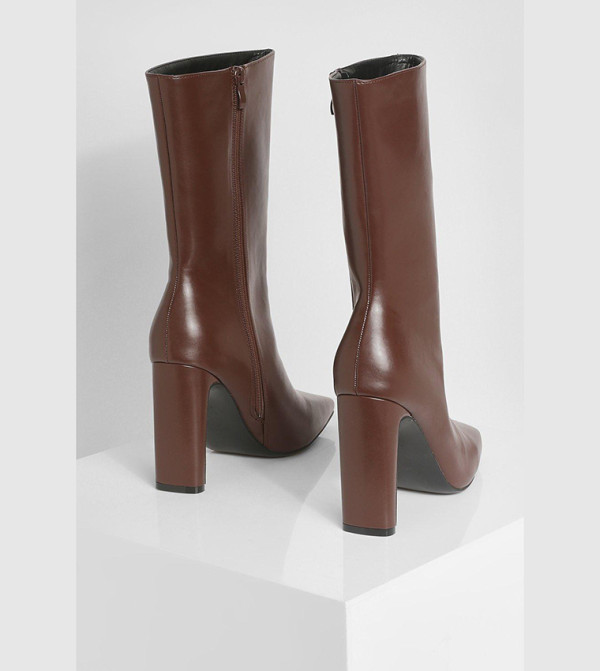 boohoo  Calf Boots - Brown Calf Boots