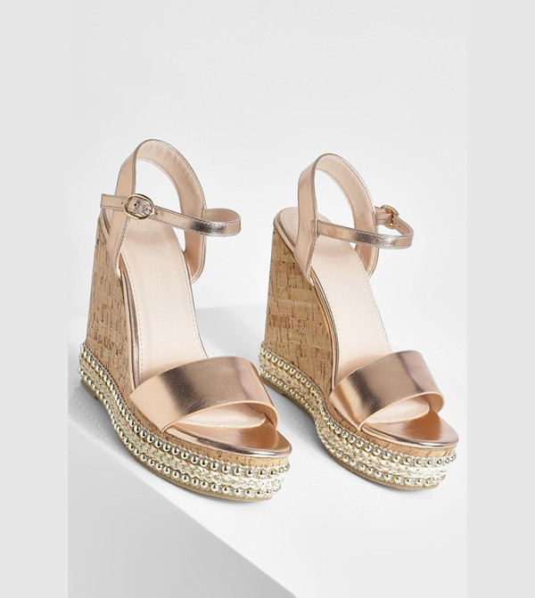 boohoo boohoo - Gold Wedge Sandals